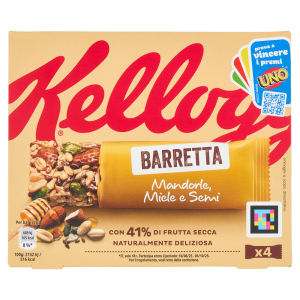 Kellogg's Barretta Mandorle, Miele e Semi 4 x 32 g