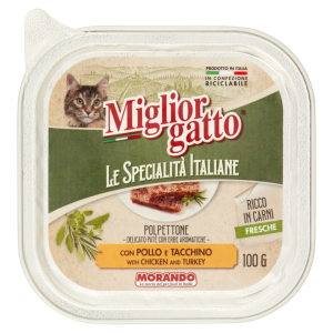 Migliorgatto Le Specialit&agrave; Italiane Polpettone con Pollo e Tacchino 100 G