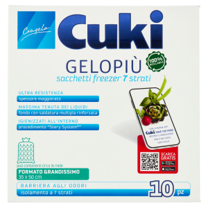 Cuki Congela Gelopi&ugrave; sacchetti freezer 7 strati Formato Grandissimo 35 x 50 cm 10 pz
