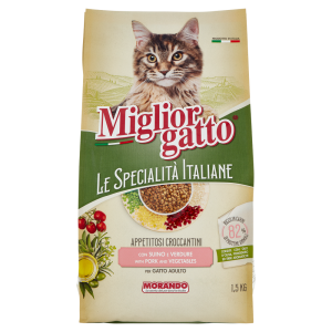 Migliorgatto Le Specialit&agrave; Italiane Appetitosi Croccantini con Suino e Verdure Gatto Adulto 1,5 KG