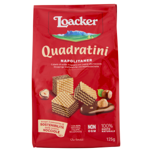 Loacker Quadratini Napolitaner Wafer con crema alle Nocciole 100% Italiane Wafers 125 g