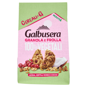 Galbusera Cereali G Granola e Frolla 100% Vegetali Avena, Mirtilli Rossi e Cocco 280 g