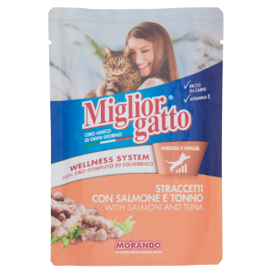 Migliorgatto Straccetti con Salmone e Tonno 100 g
