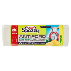 Domopak Spazzy Antiforo Profumati con Manici 28 lt Pattumiera Media 52x54 cm Limone 15 pz