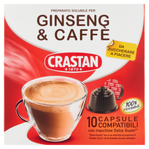 Crastan Preparato Solubile per Ginseng & Caff&egrave; Capsule Compatibili con macchine Dolce Gusto* 10x9,0g