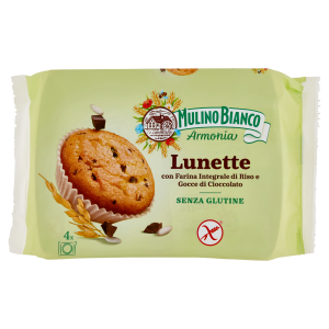 Mulino Bianco Armonia Lunette Tortine Senza Glutine Merende Farina Integrale di Riso Cioccolato 140g