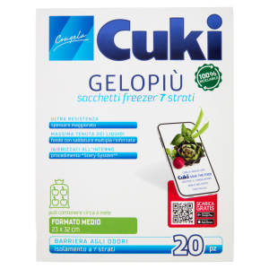 Cuki Congela Gelopi&ugrave; sacchetti freezer 7 strati Formato Medio 23 x 32 cm 20 pz