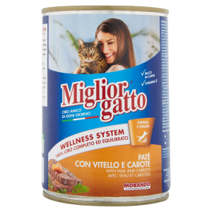 Migliorgatto Pat&egrave; con Vitello e Carote 400 g