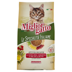 Migliorgatto Le Specialit&agrave; Italiane Appetitosi Croccant. Manzo,Avena,Barbabietola Gatto Adulto 1,5KG