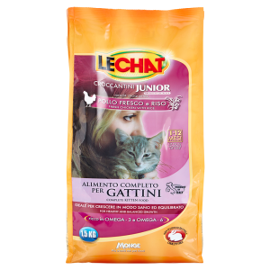 LeChat Croccantini Junior Pollo Fresco e Riso 1-12 mesi 1,5 kg