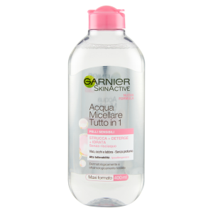 Garnier Acqua Micellare Tutto in 1 Struccante viso, occhi e labbra per pelli sensibili, 400 ml
